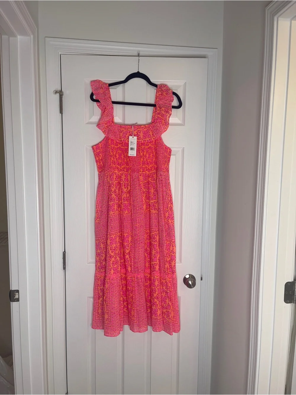 Vineyard Vines Pink & Orange Ruffle-Strap Maxi Dress - Picture 1 of 3